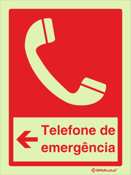Telefone de emergência à esquerda
