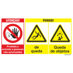 Proibida a entrada + Perigo de queda + Perigo de queda de objetos 38308