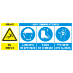 Perigo de queda + Uso obrigatório de capacete, botas e proteção anti-quedas 38406