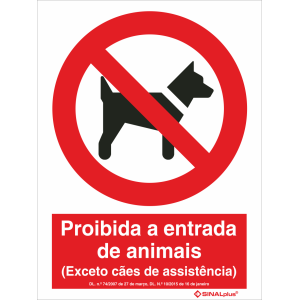 Proibida a entrada com animais exceto cães de assistência 21470