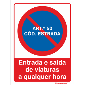 Artigo 50 Estacionamento proibido Entrada e saída de viaturas a qualquer hora 21808