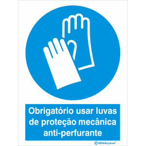 Obrigatório usar luvas de proteção mecânica anti-perfurante 22461