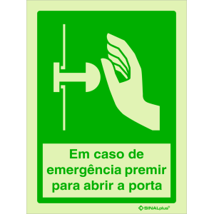 Em caso de emergência premir para abrir a porta 23458
