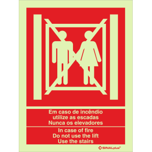 Em caso de incêndio - Utilize as escadas - Nunca os elevadores - Bilingue 24400