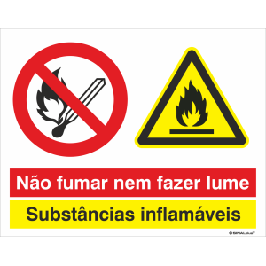 Não fumar nem fazer lume + Substâncias inflamáveis 38215