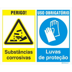 Substâncias corrosivas + Uso obrigatório de luvas 38223