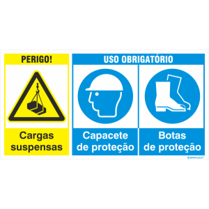 Cargas suspensas + Uso obrigatório de capacete e botas 38301