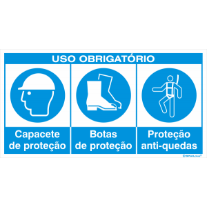 Uso obrigatório de capacete, botas e proteção anti-quedas 38304