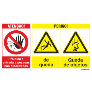 Proibida a entrada + Perigo de queda + Perigo de queda de objetos 38308
