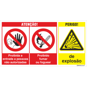 Proibida a entrada + Proibido fumar ou foguear + Perigo de explosão 38320