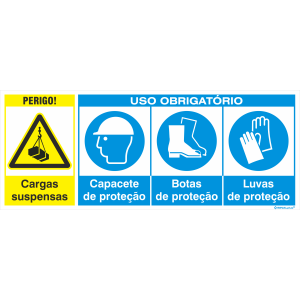 Cargas suspensas + Uso obrigatório de capacete, botas e luvas 38405