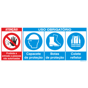 Proibida a entrada a pessoas não autorizadas + Uso obrigatório de capacete, botas e colete 38412